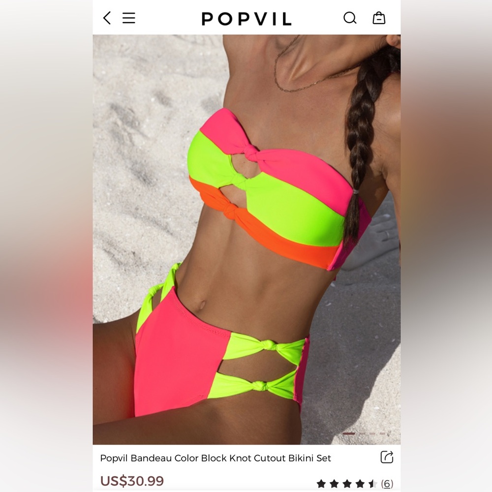 NWT Popvil Bikini. Size M, fits true to size, quality material.